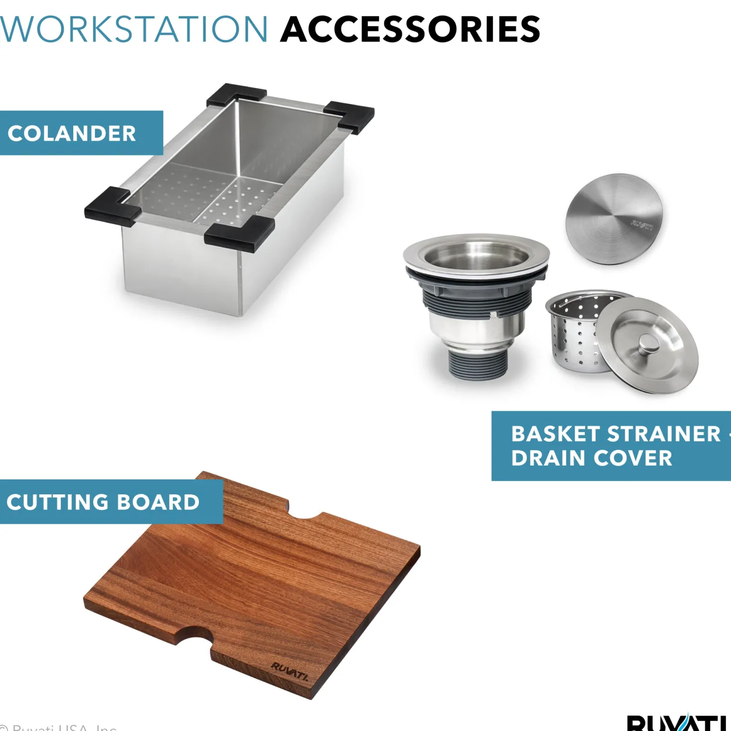 Ruvati 15 x 15" Workstation Drop-in Topmount 16 Gauge Stainless Steel Bar Prep RV Sink