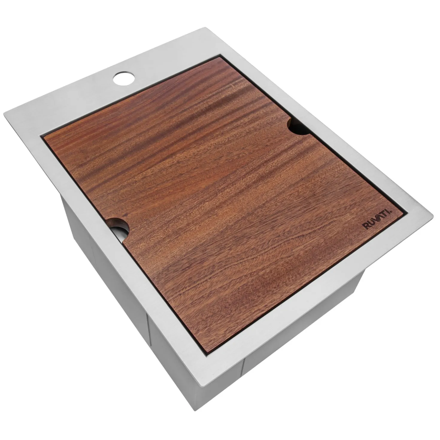 Ruvati 15 x 20" Workstation Drop-in Topmount 16 Gauge Stainless Steel Bar Prep RV Sink