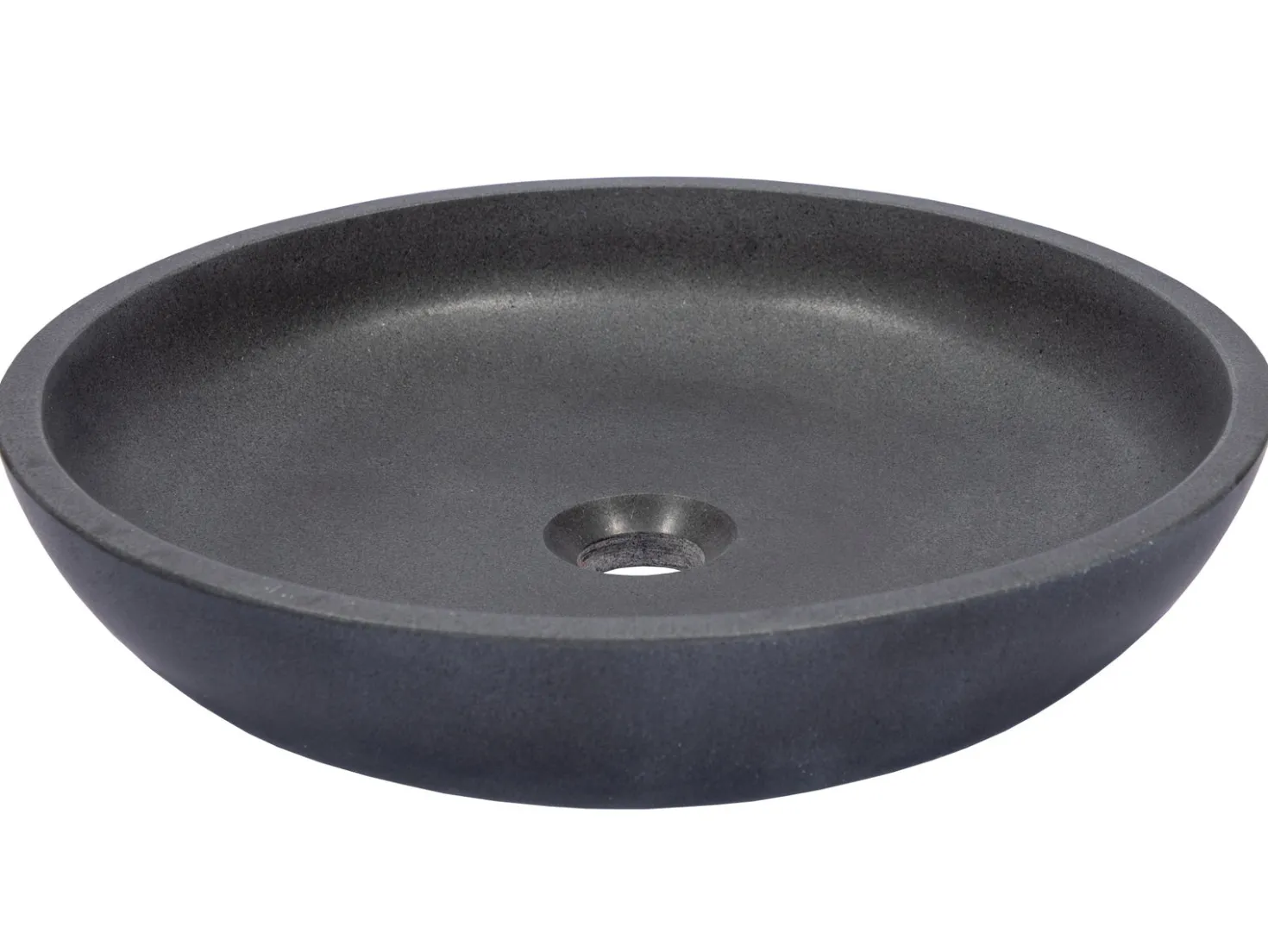 Shallow Round Vessel Sink in Lava Stone