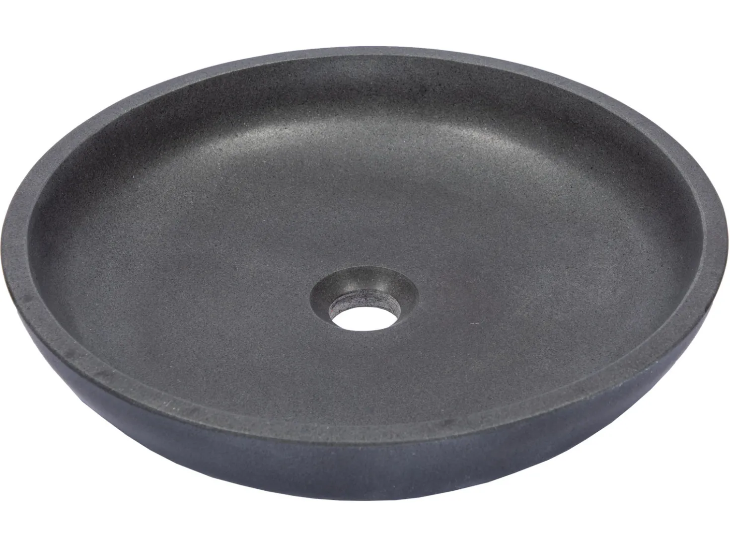 Shallow Round Vessel Sink in Lava Stone