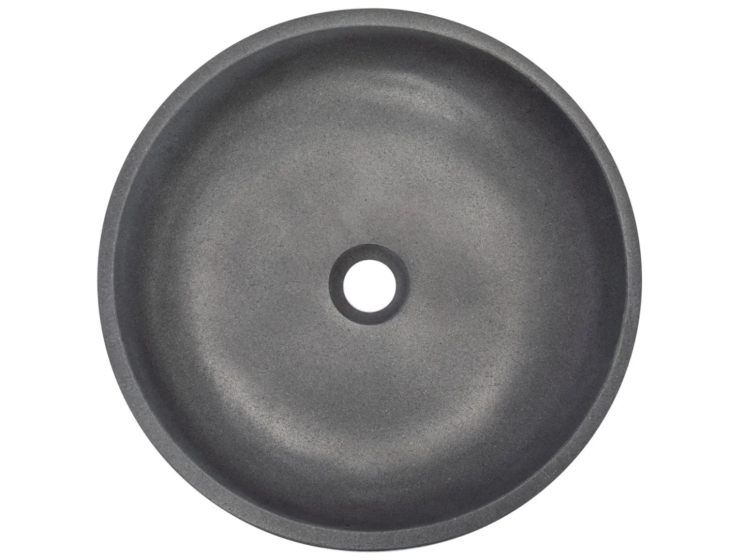 Shallow Round Vessel Sink in Lava Stone