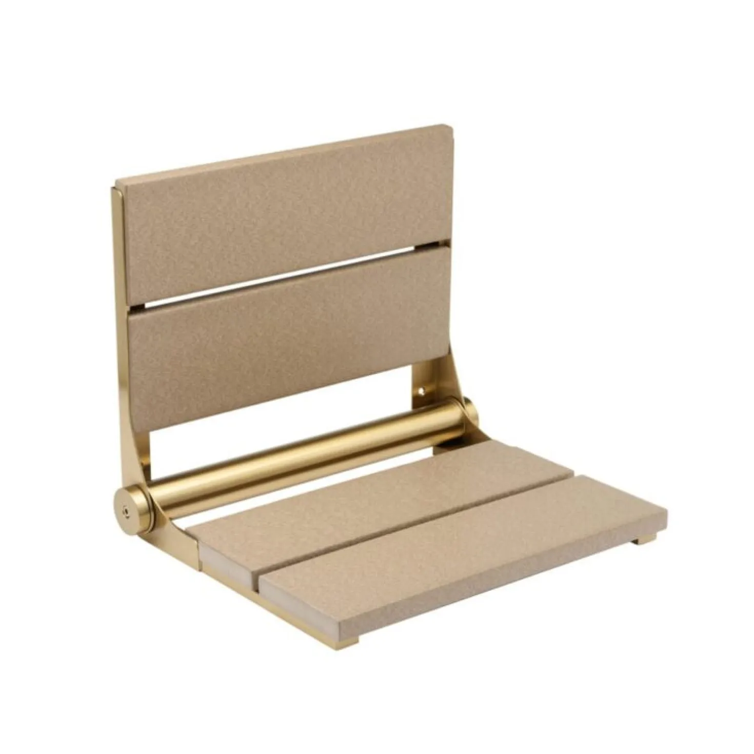 18" Shower Seat with Brushed Gold Frame