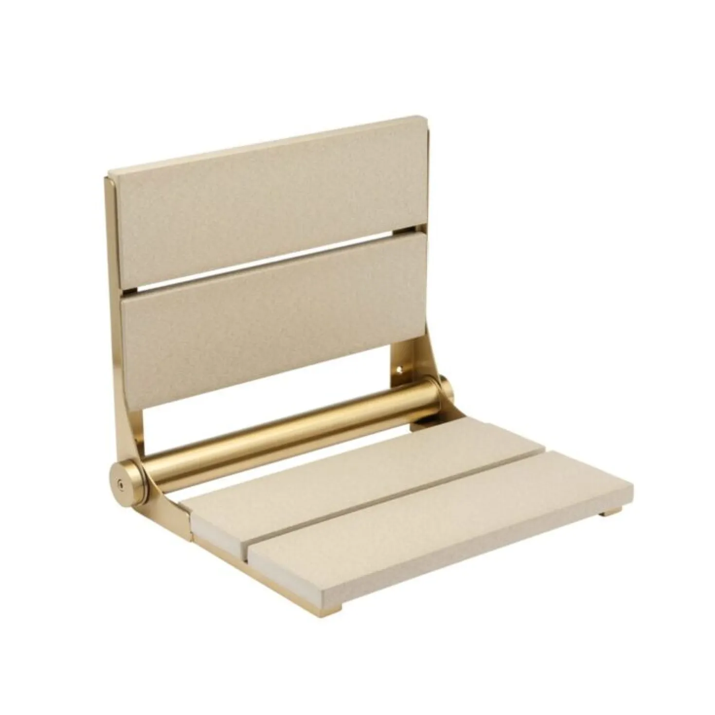18" Shower Seat with Brushed Gold Frame
