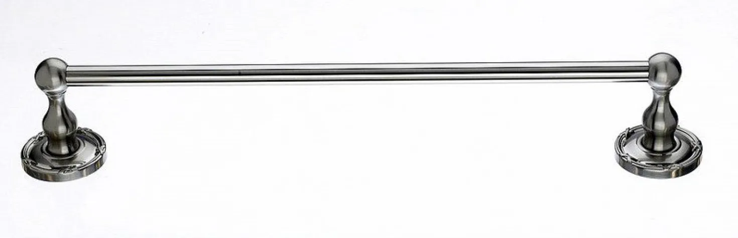 18" Single Towel Bar With Ribbon & Reed Detail In Brushed Satin Nickel