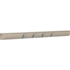 Slim Angle Under Cabinet Outlet Power Strip | Satin Nickel Finish