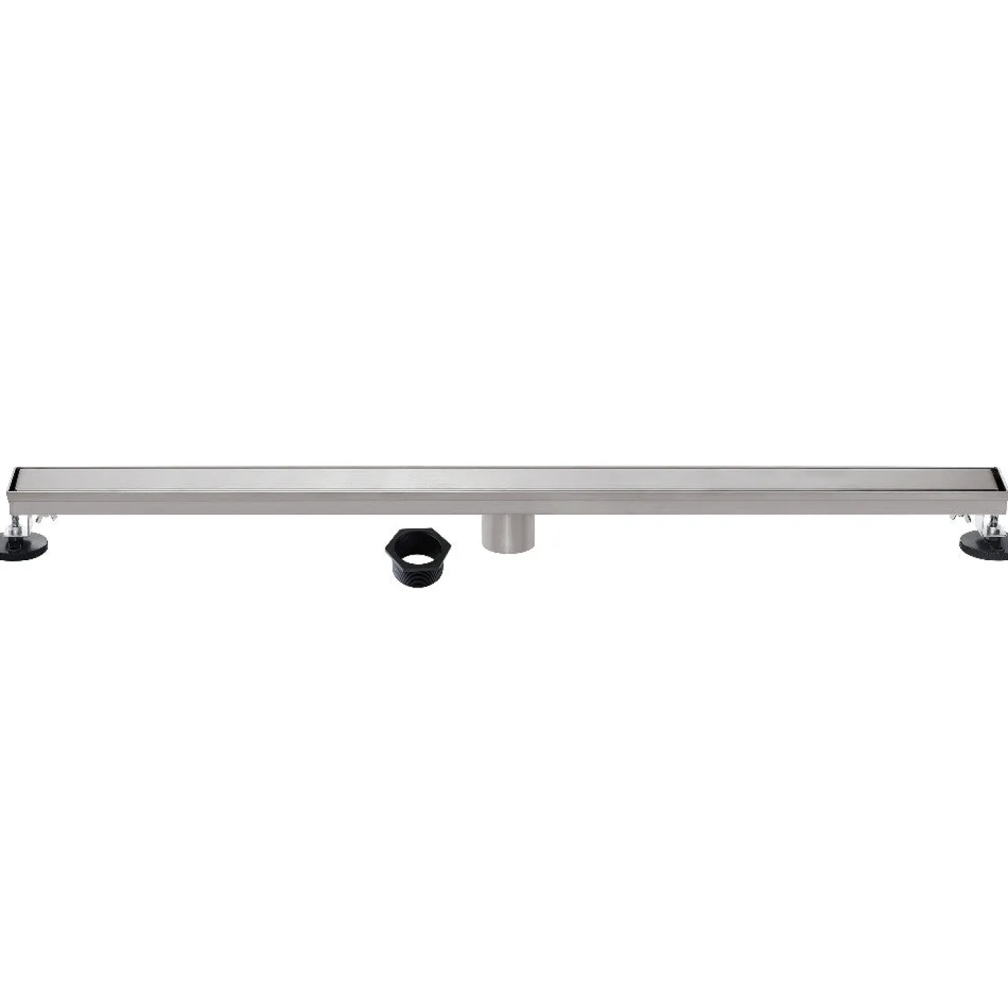 72" Stainless Steel Linear Shower Drain with Tile Insert & Flat Grate in Brushed Nickel