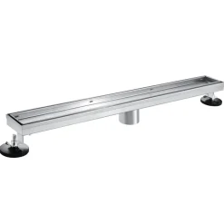 72" Stainless Steel Linear Shower Drain with Tile Insert & Flat Grate in Brushed Nickel