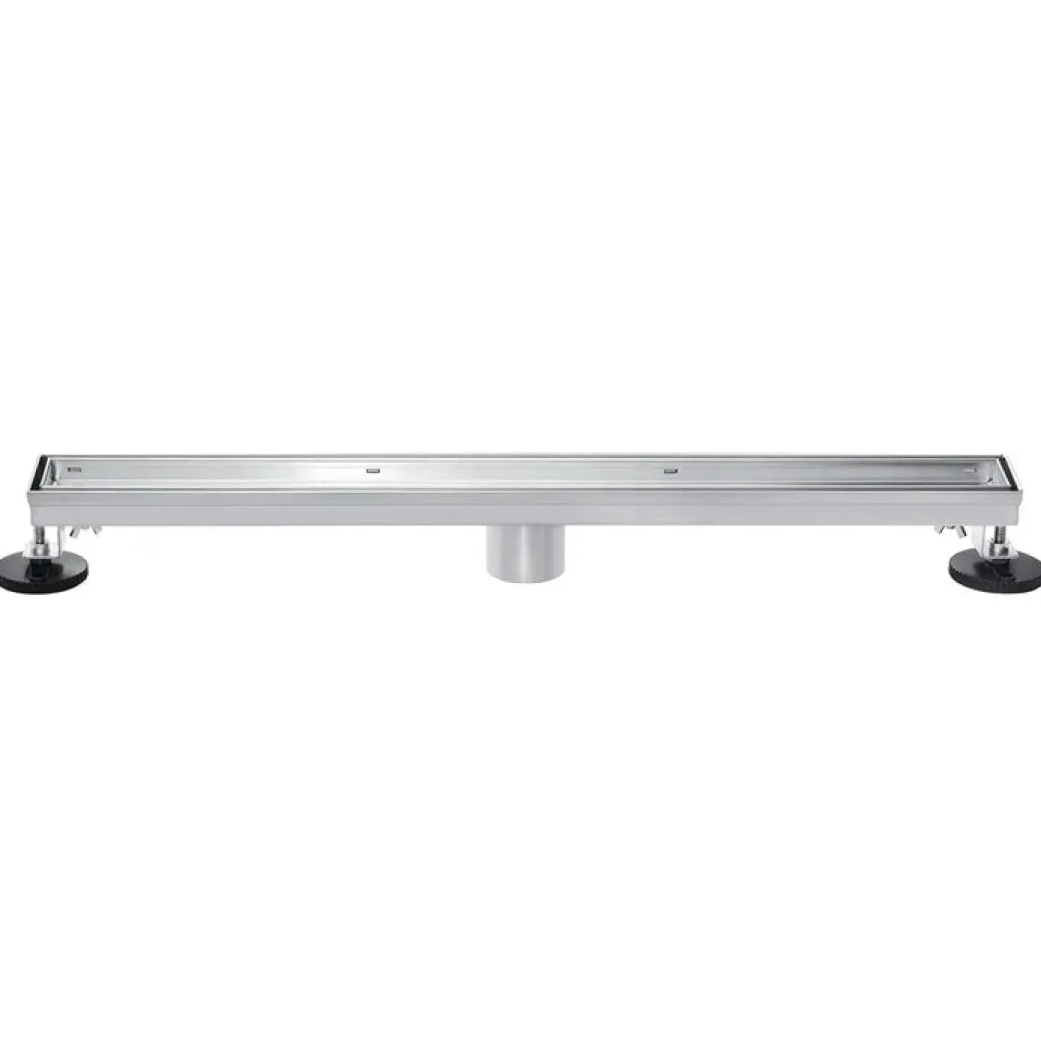 72" Stainless Steel Linear Shower Drain with Tile Insert & Flat Grate in Brushed Nickel