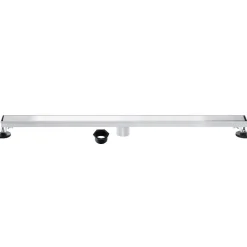 60" Stainless Steel Linear Shower Drain with Tile Insert & Flat Grate in Chrome