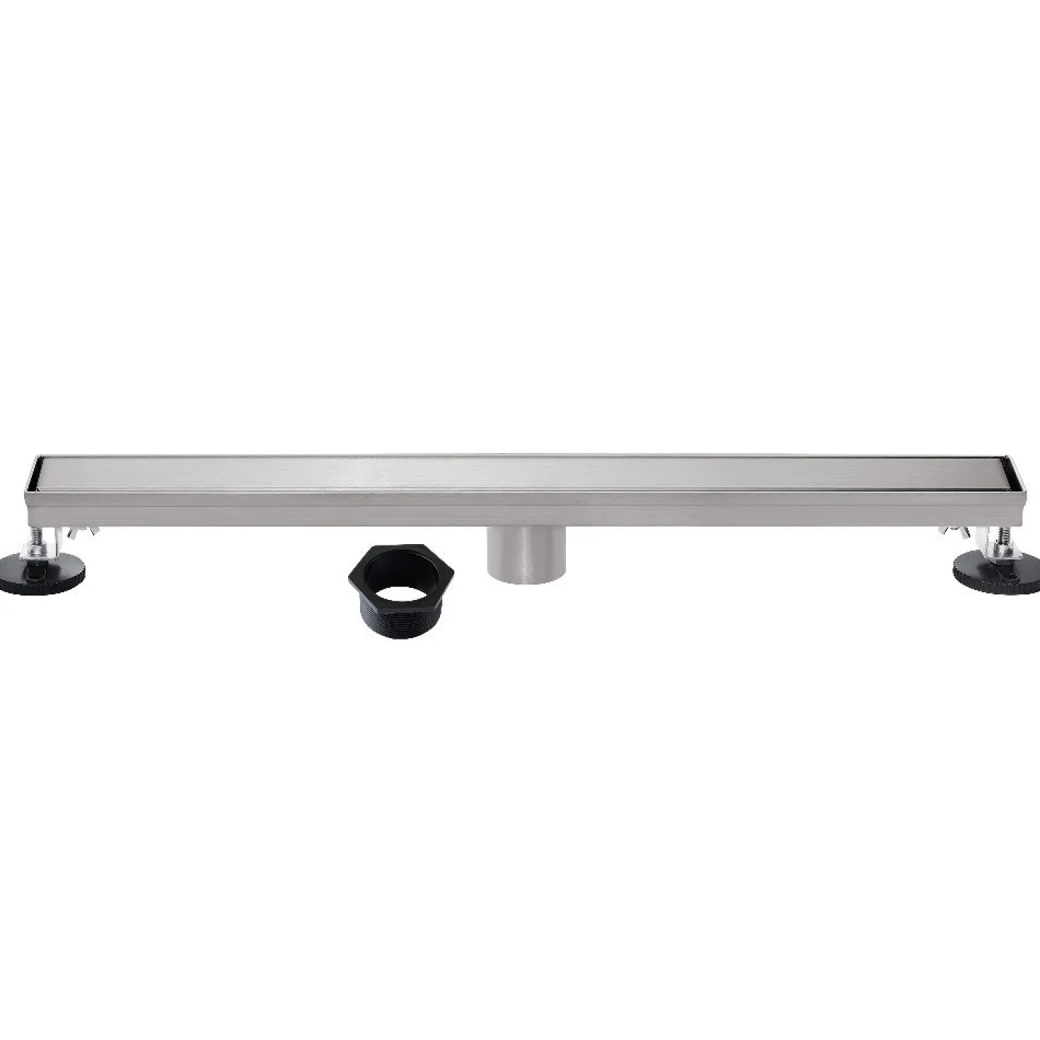32" Stainless Steel Linear Shower Drain with Tile Insert & Flat Grate in Brushed Nickel