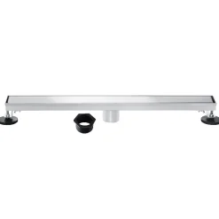 32" Stainless Steel Linear Shower Drain with Tile Insert & Flat Grate in Chrome