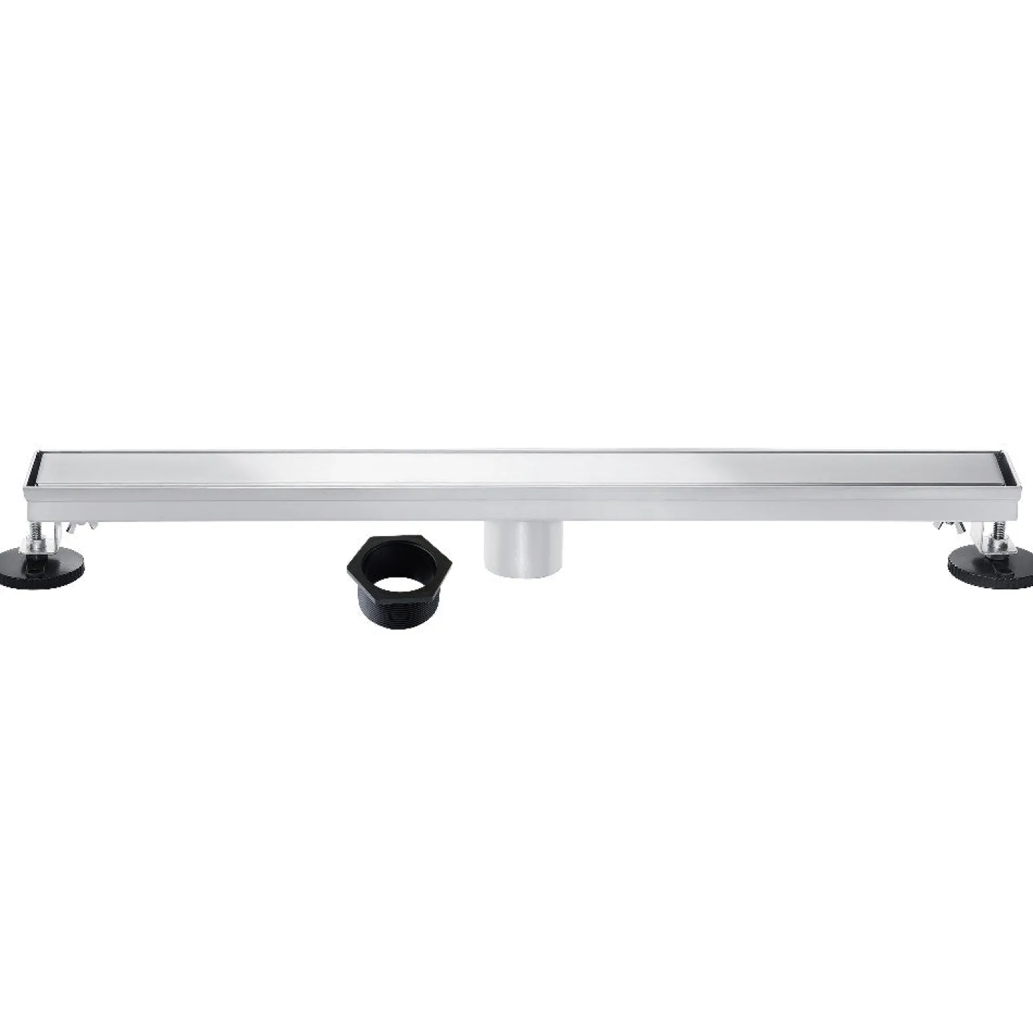 32" Stainless Steel Linear Shower Drain with Tile Insert & Flat Grate in Chrome