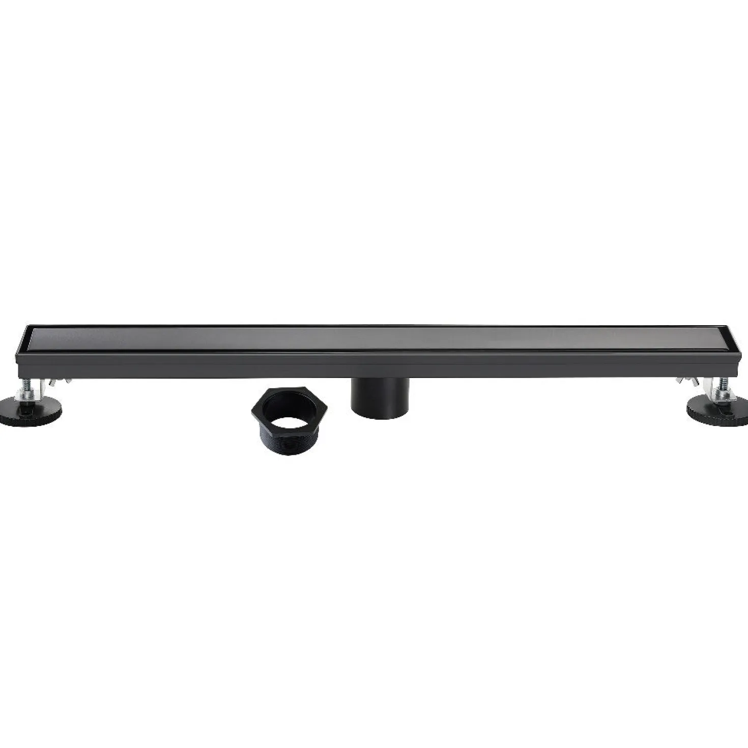 32" Stainless Steel Linear Shower Drain with Tile Insert & Flat Grate in Matte Black