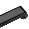 24" Stainless Steel Linear Shower Drain with Tile Insert & Flat Grate in Matte Black