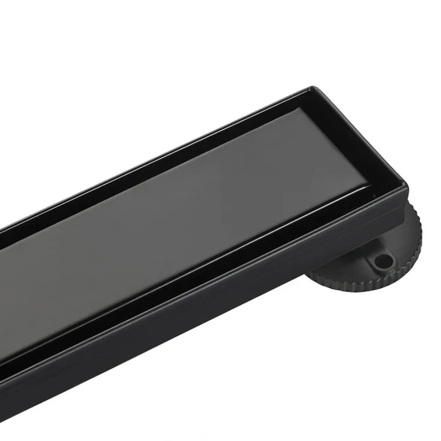24" Stainless Steel Linear Shower Drain with Tile Insert & Flat Grate in Matte Black