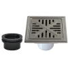 6" Stainless Steel Square Shower Drain with Flange and Hair Trap, Polished Stainless Steel