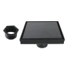 6" Stainless Steel Square Shower Drain in Matte Black