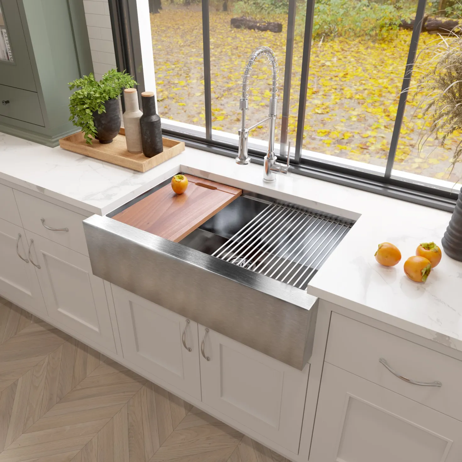 33" Stainless Steel Workstation Farmhouse Kitchen Sink