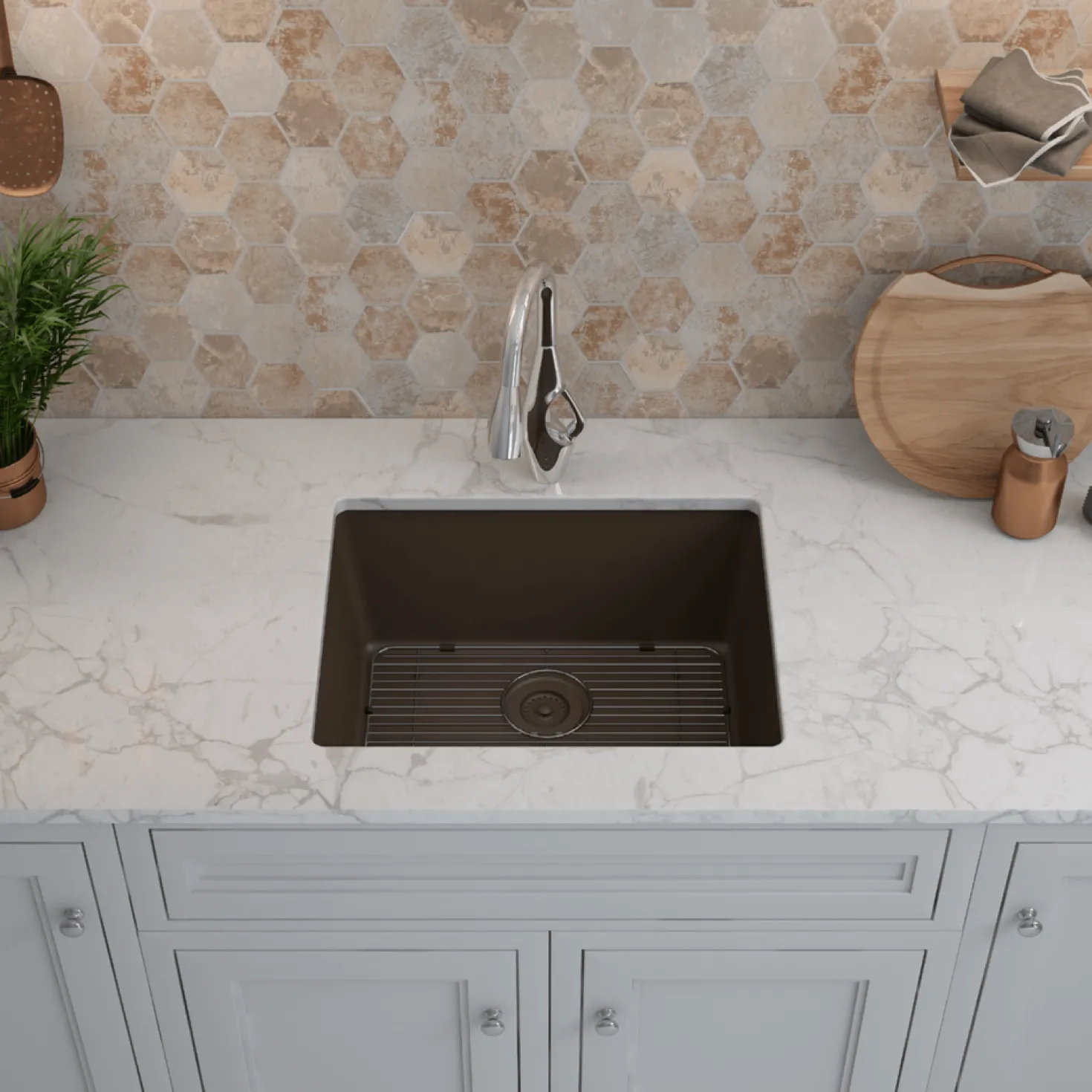 Standard Size Rectangle Quartz Composite Kitchen Sink