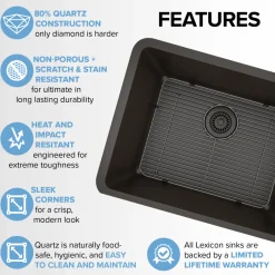 Standard Size Rectangle Quartz Composite Kitchen Sink