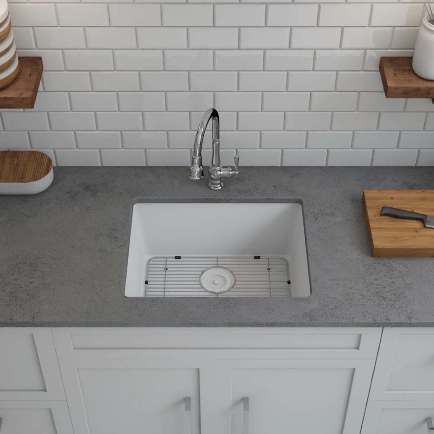 Standard Size Rectangle Quartz Composite Kitchen Sink
