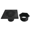 Symmetric 4" Brass Square Grid Shower Drain with Flange and Hair Trap