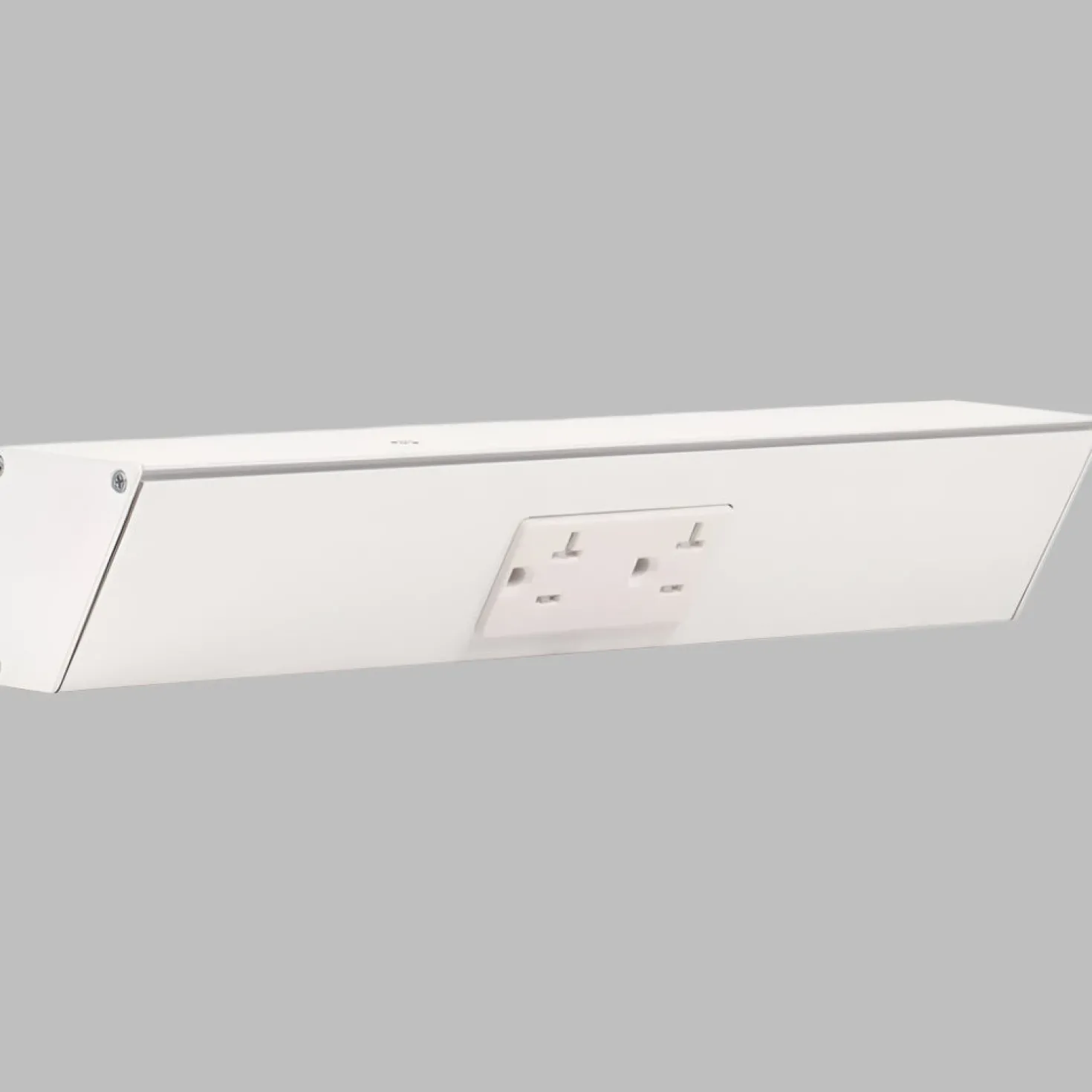 Tamper Resistant Angle Under Cabinet Outlet Power Strip | White Finish