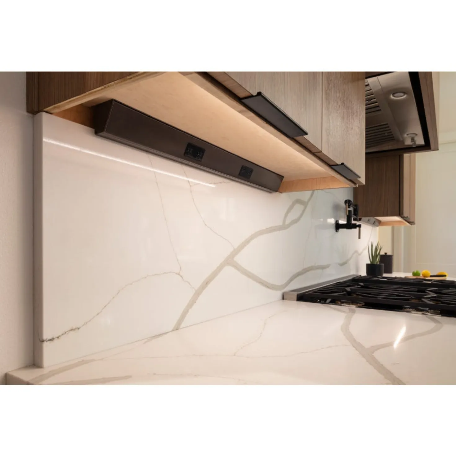 Tamper Resistant Angle Under Cabinet Outlet Power Strip | Bronze Finish