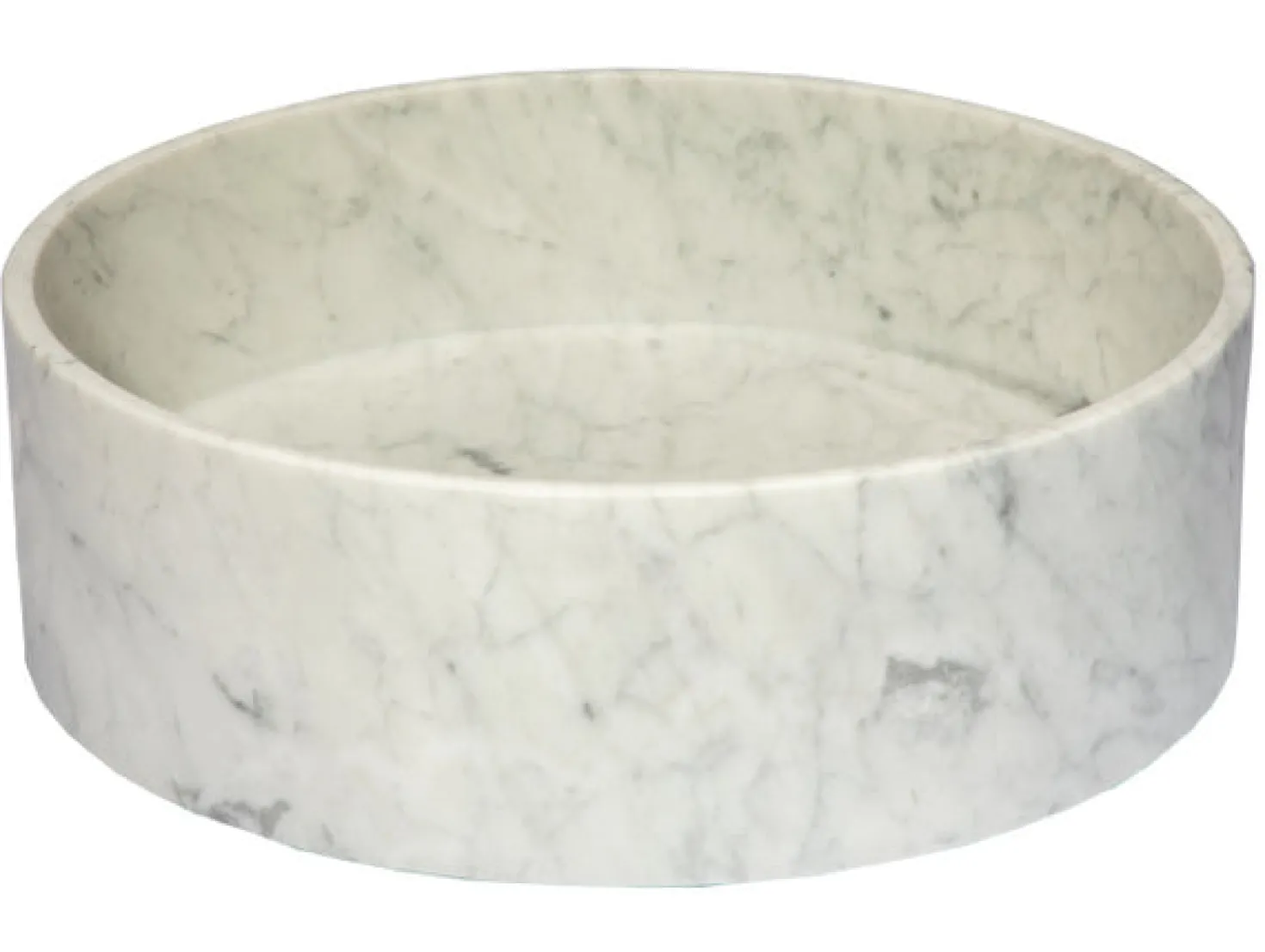 Thin Lip Round Carrara Marble Column Vessel Sink