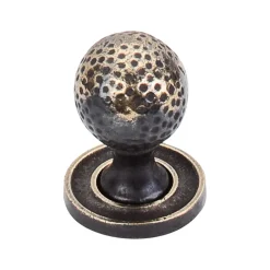 Top Knobs Paris Knob in Mottled with Backplate in Dark Antique Brass