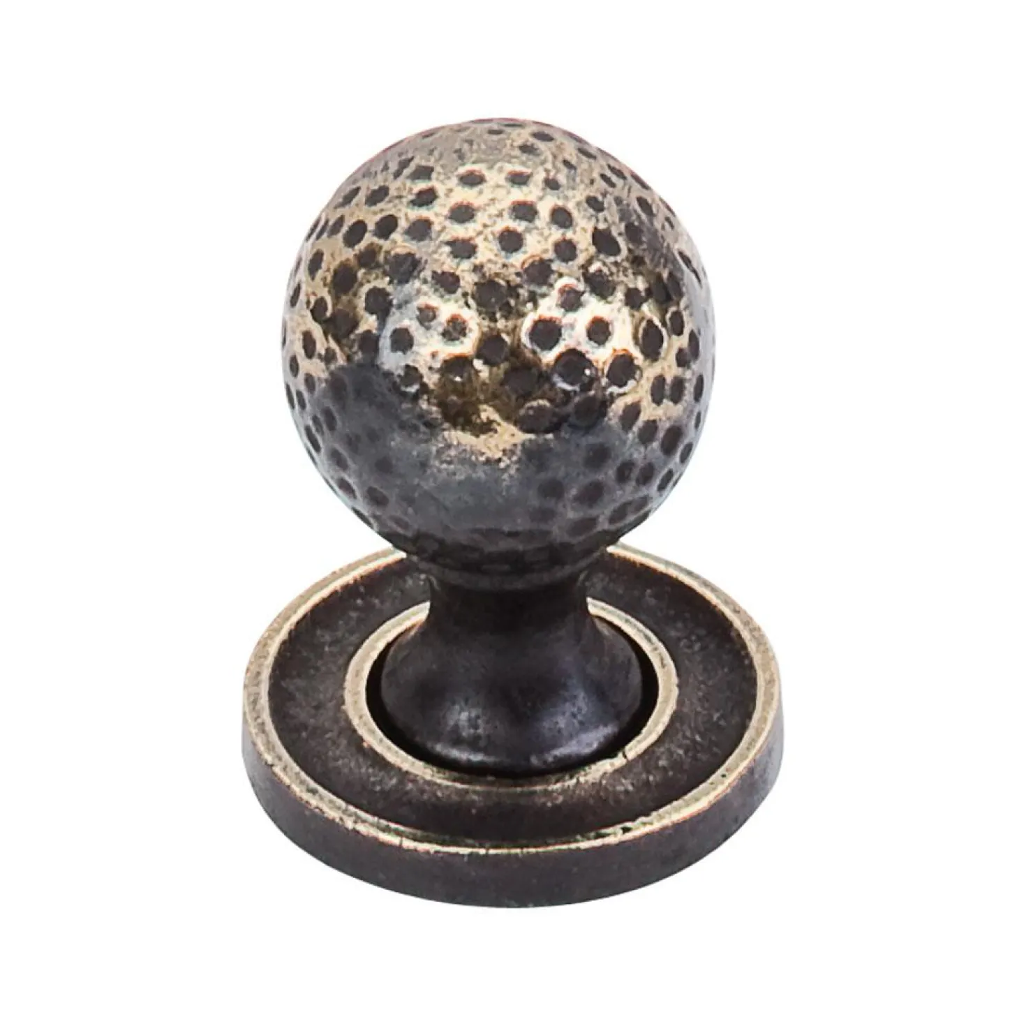 Top Knobs Paris Knob in Mottled with Backplate in Dark Antique Brass