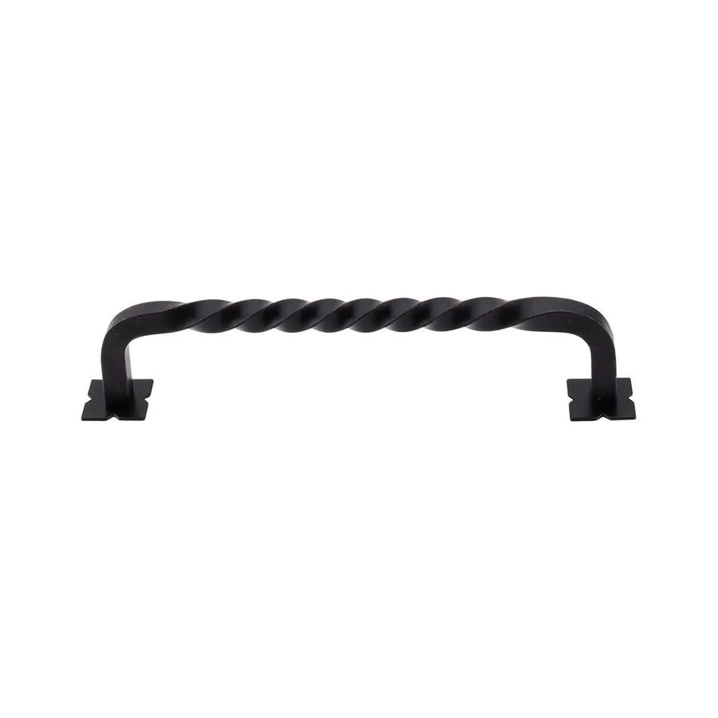 Top Knobs Square Twist D Pull with Backplates in Patina Black