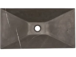 Ultra Modern Rectangular Vessel Sink in Honed Pietra Grey Marble