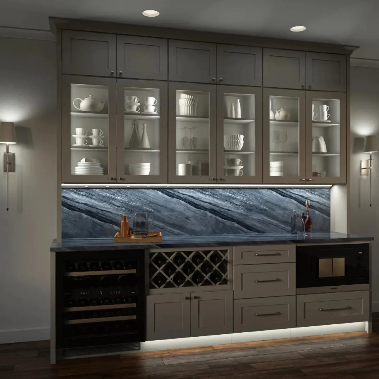 Under Cabinet Power Strip with High-Output LED Light in Black