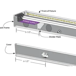 Under Cabinet Power Strip with High-Output LED Light in Black