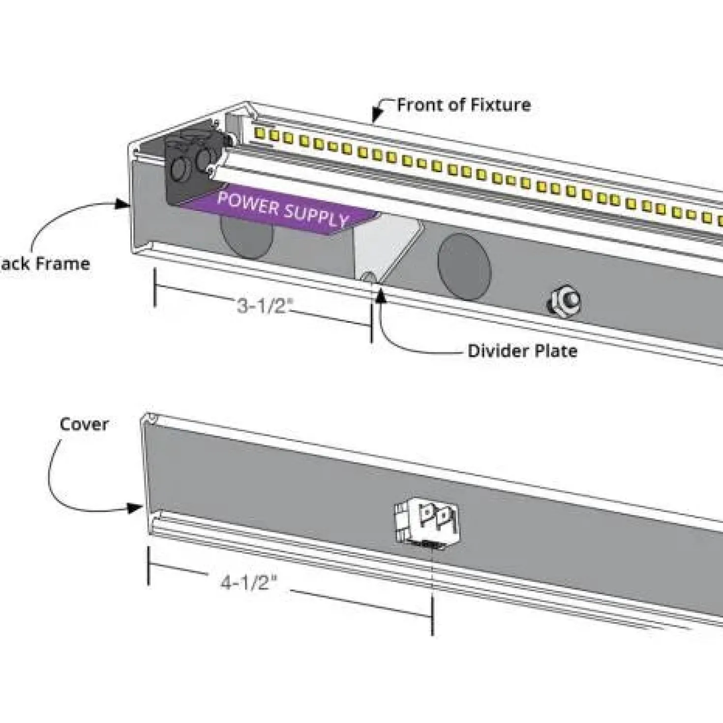 Under Cabinet Power Strip with High-Output LED Light in Black