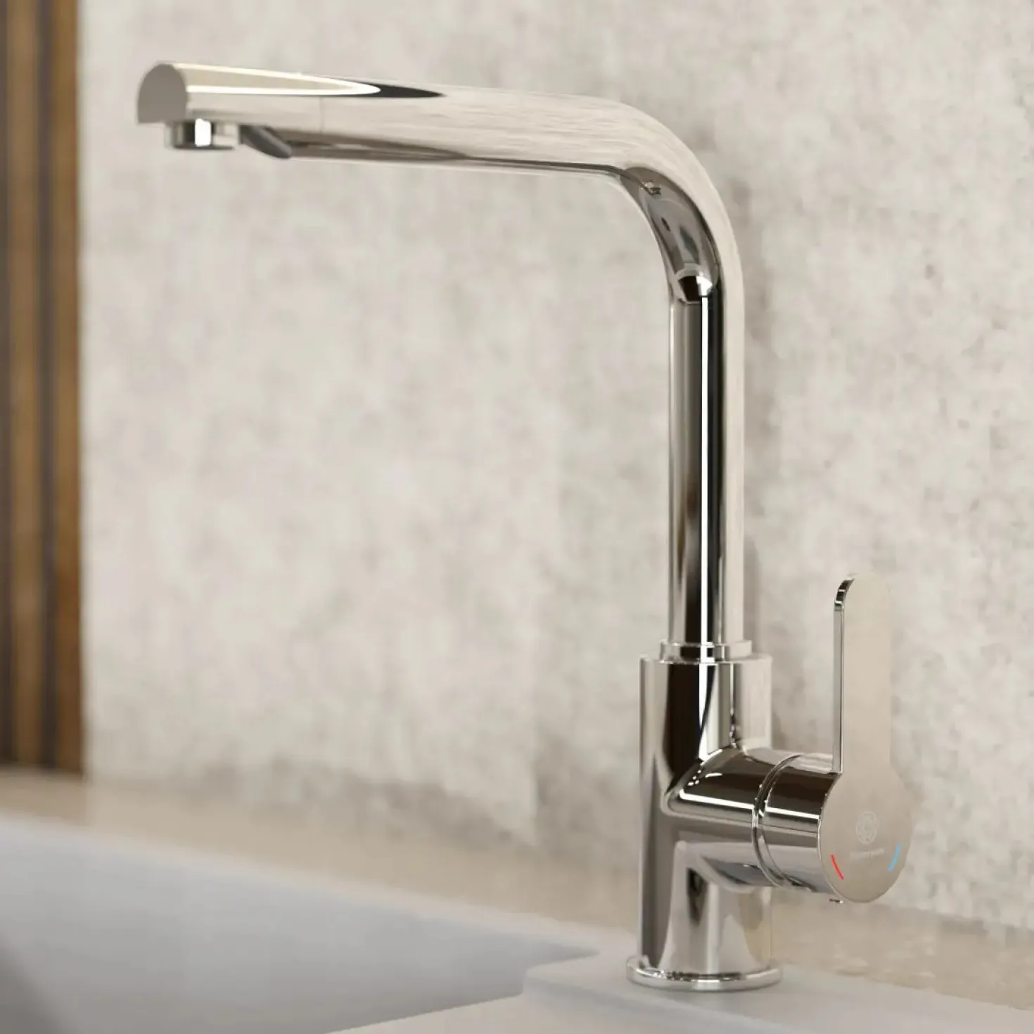 Wasserwerk Felis Single Hole Straight Kitchen Faucet in Chrome