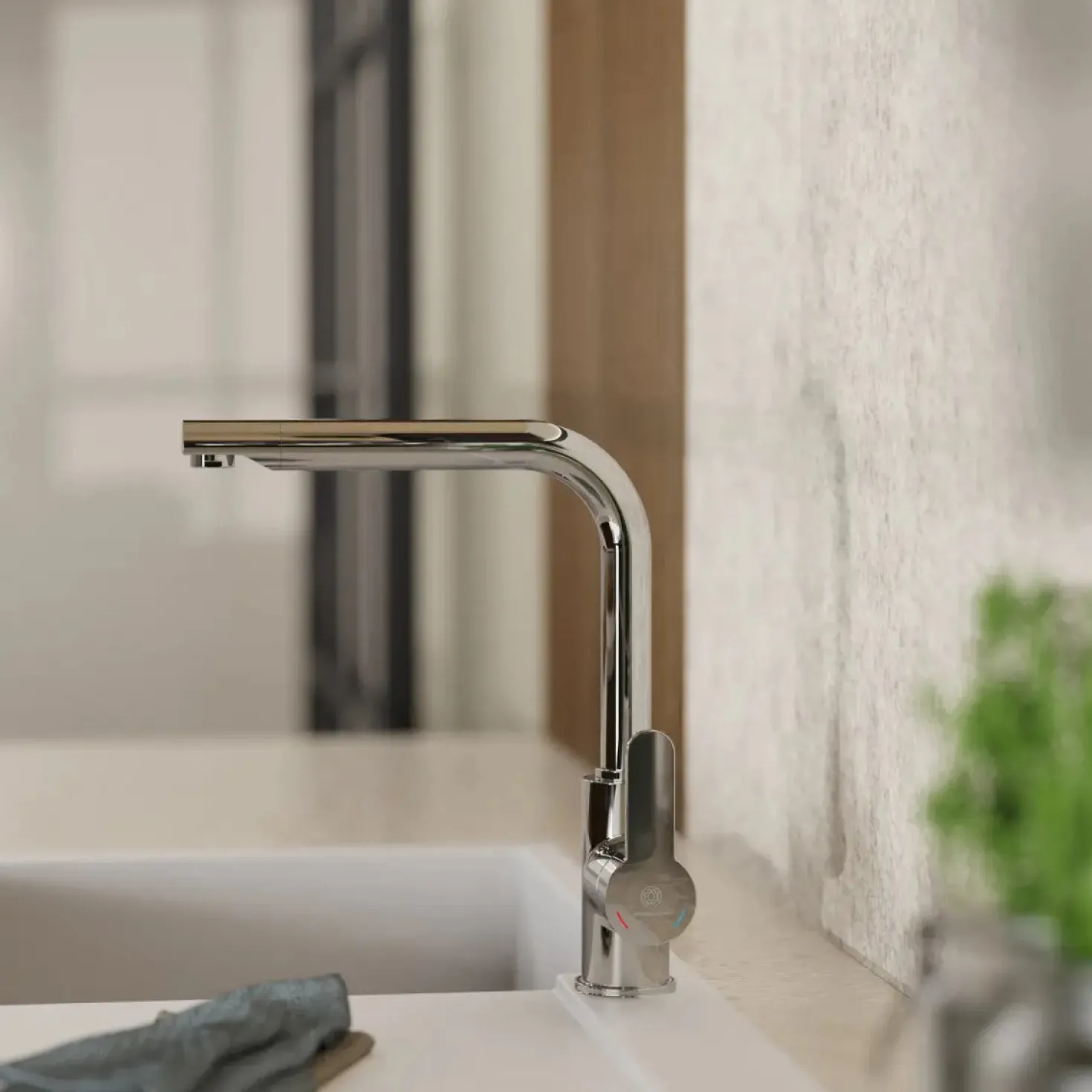 Wasserwerk Felis Single Hole Straight Kitchen Faucet in Chrome