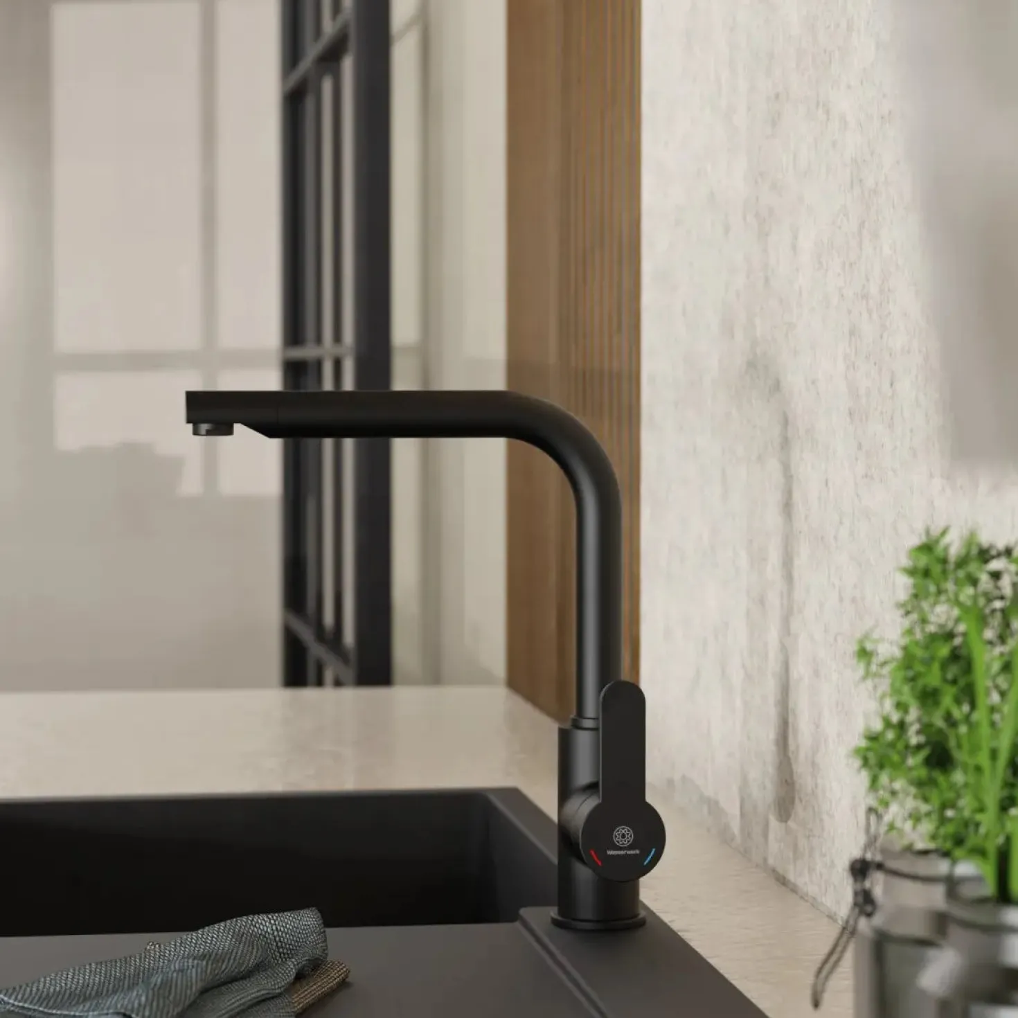 Wasserwerk Felis Single Hole Straight Kitchen Faucet in Matte Black