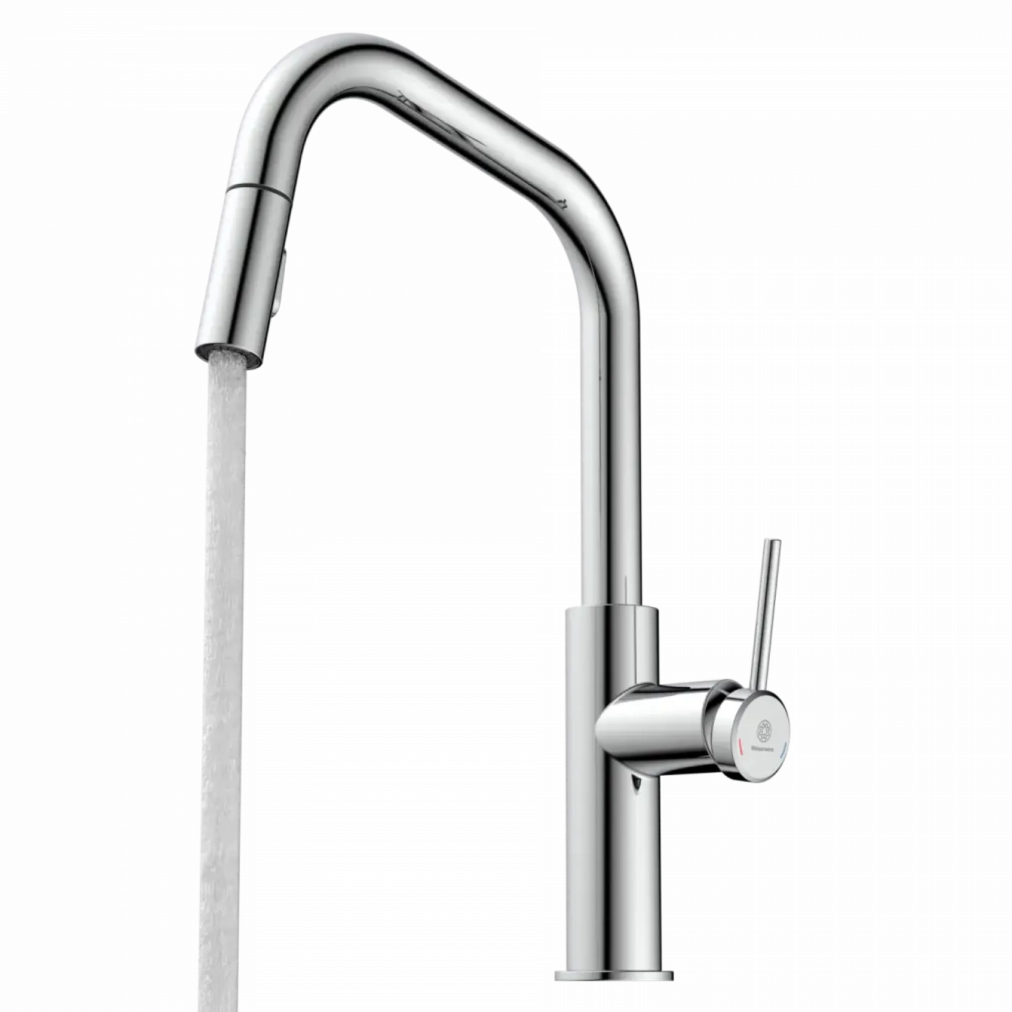 Wasserwerk Kitchen Faucet with Angled Spout Pull-Down Sprayer in Chrome