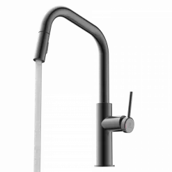 Wasserwerk Kitchen Faucet with Angled Spout Pull-Down Sprayer in Matte Graphite
