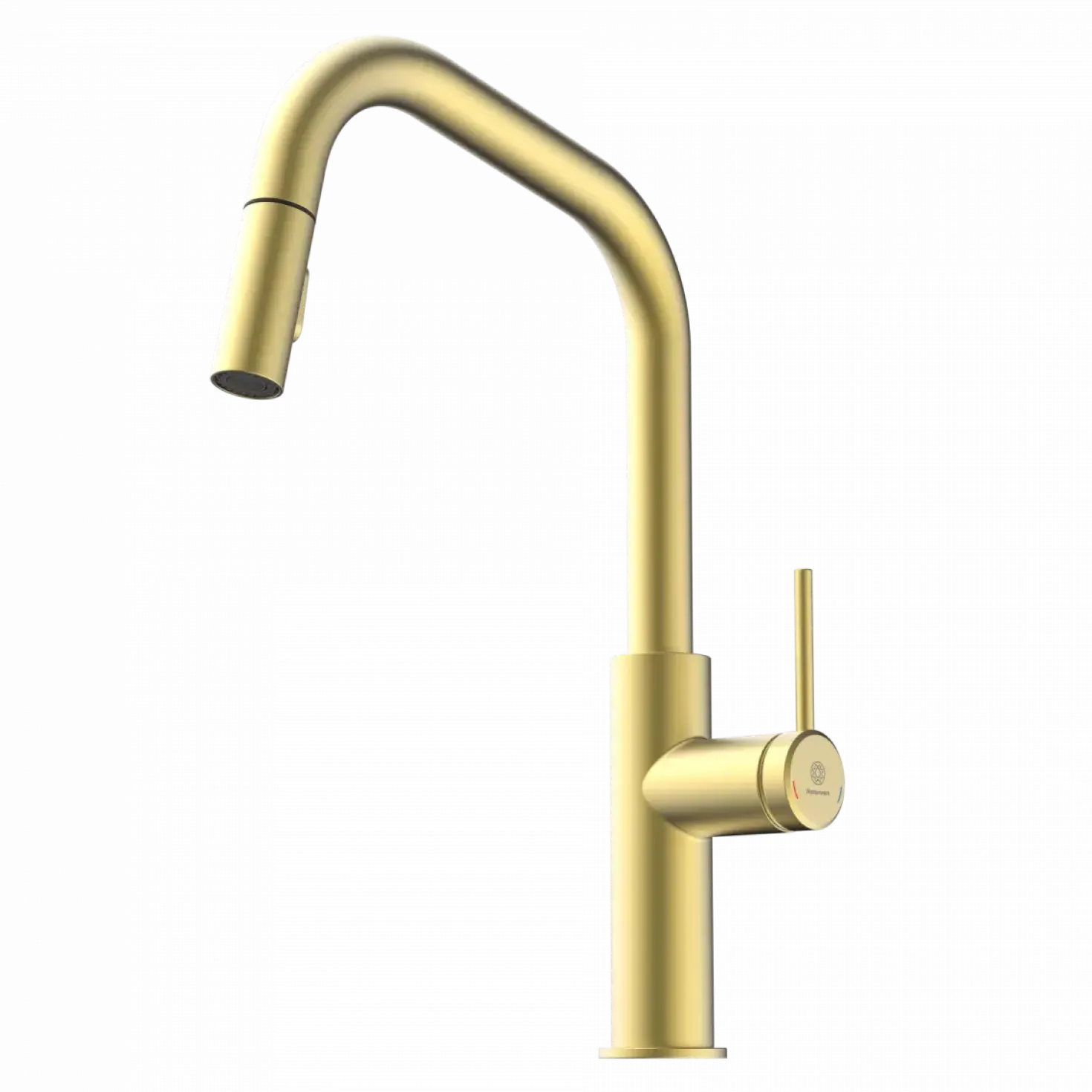 Wasserwerk Kitchen Faucet with Angled Spout Pull-Down Sprayer in Brushed Gold