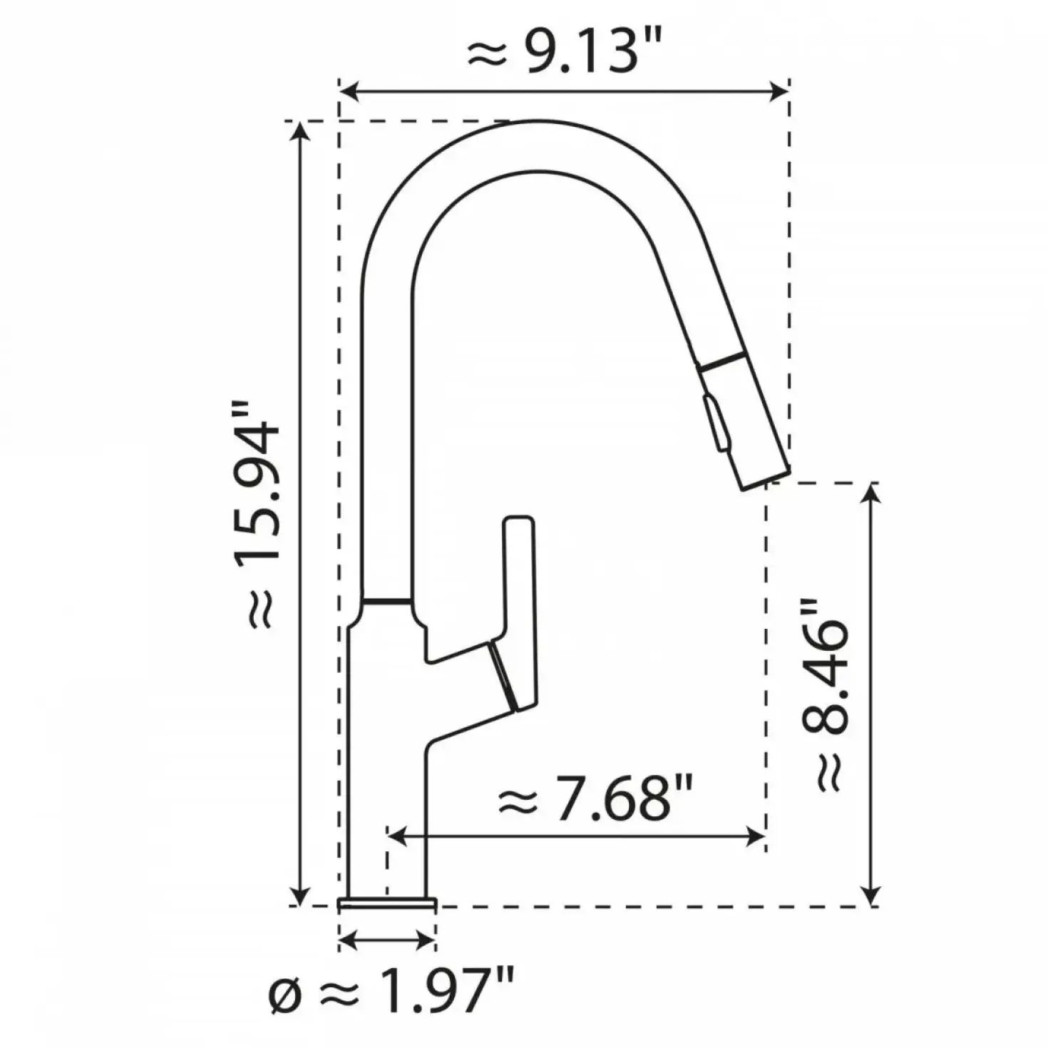 Wasserwerk Kitchen Faucet with Curved Spout in Matte Black