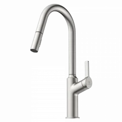 Wasserwerk Kitchen Faucet with Curved Spout in Brushed Nickel