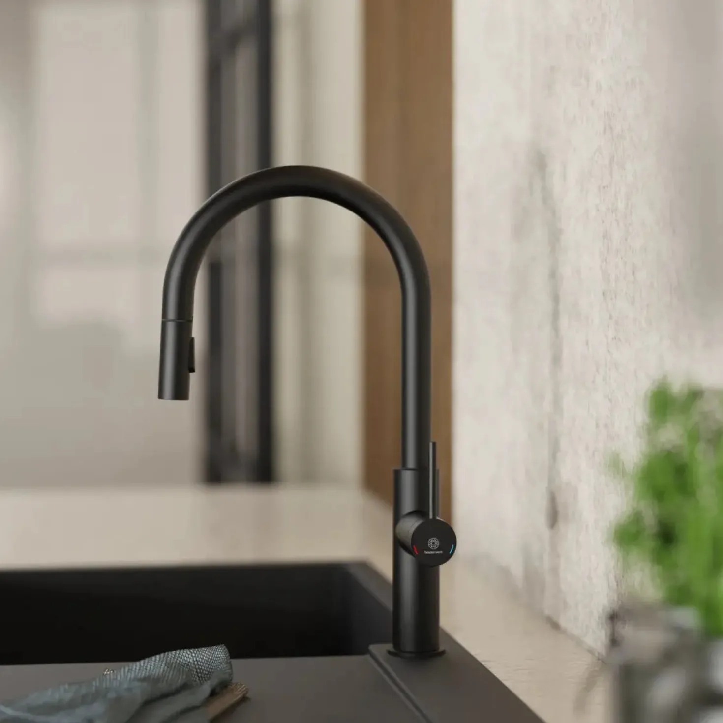 Wasserwerk Kitchen Faucet with Arch Pull-Down Spout in Matte Black