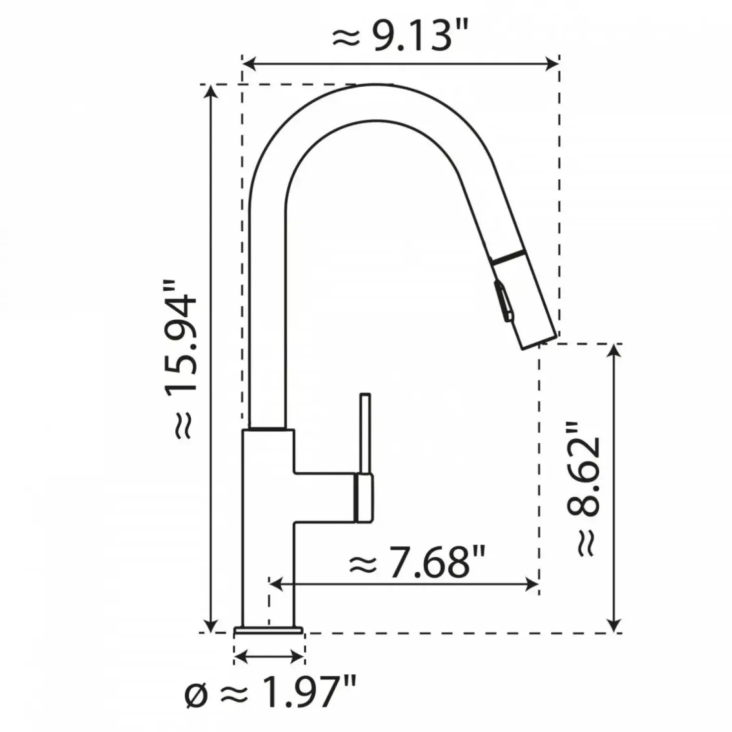 Wasserwerk Kitchen Faucet with Curved Pull-Down Spout in Matte Graphite