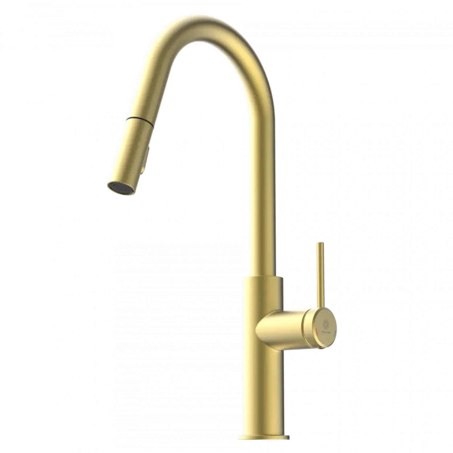 Wasserwerk Kitchen Faucet with Curved Pull-Down Spout in Brushed Gold