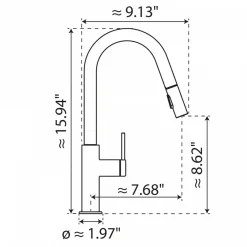 Wasserwerk Kitchen Faucet with Curved Pull-Down Spout in Brushed Gold