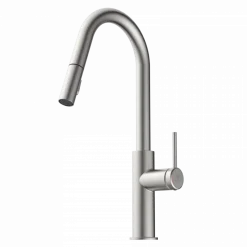 Wasserwerk Kitchen Faucet with Curved Pull-Down Spout in Brushed Nickel