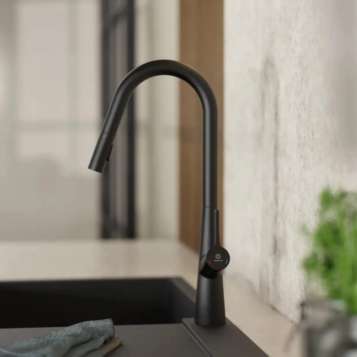 Wasserwerk Kitchen Faucet with Curved Spout in Matte Black